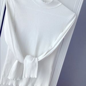 White Mock neck long sleeve top
